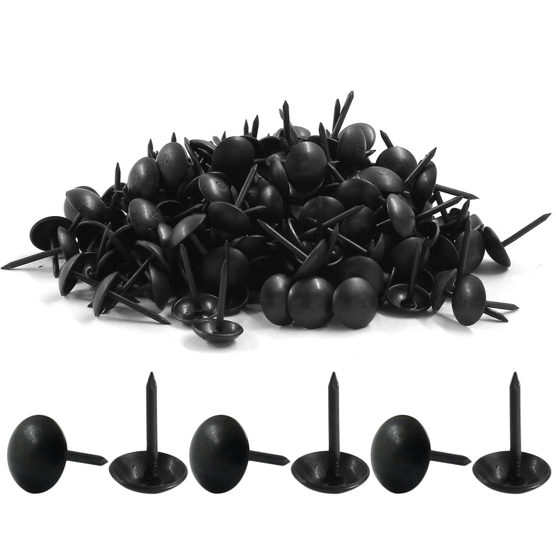 [Australia - AusPower] - Piutouyar 200 Pcs Black Upholstery Tacks Antique Metal Thumb Tacks Round Head Upholstery Pins for Upholstered Furniture Cork Board DIY Projects or Home Decor 9 x 15mm 9x15mm 