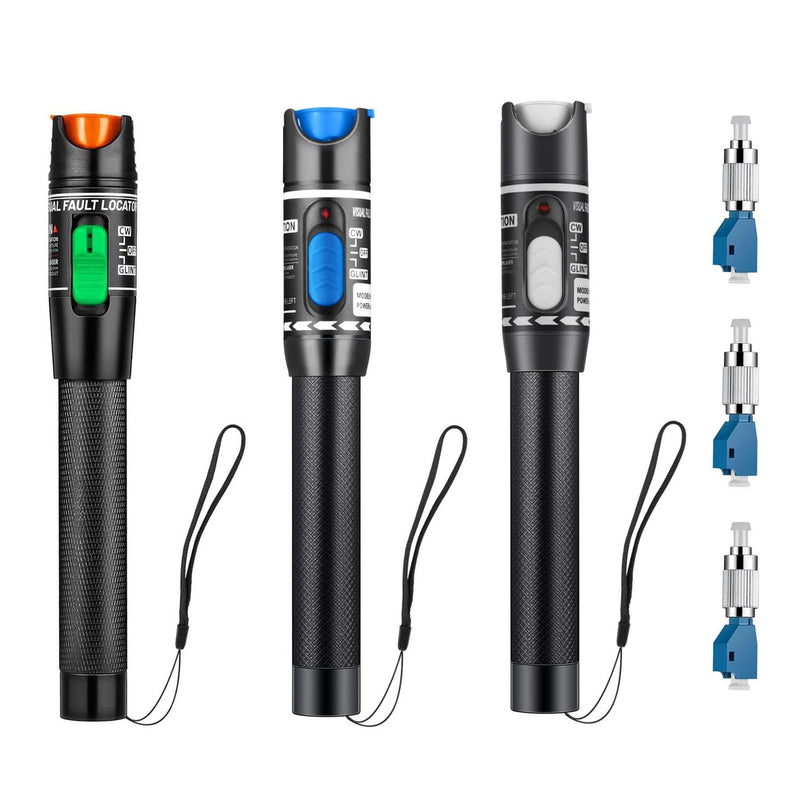 [Australia - AusPower] - Moocci 3 Pcs Visual Fault Locator Fiber Optic Tester - Fiber Optic Cable Tester Meter with FC to LC Adapter - Tools Kit for FC/SC/ST/LC Connector,Network Cable Test - Green Blue White Green & Blue & White 