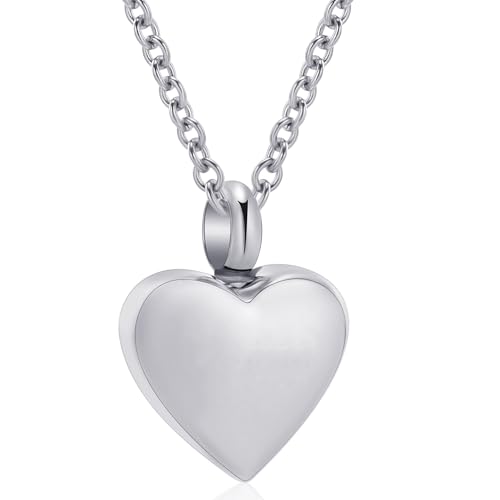 Cremation Jewelry Small Heart Urn Necklaces for Ashes for Women Men Memorial Keepsake Urns Pendant for Human Ashes Necklace Silver