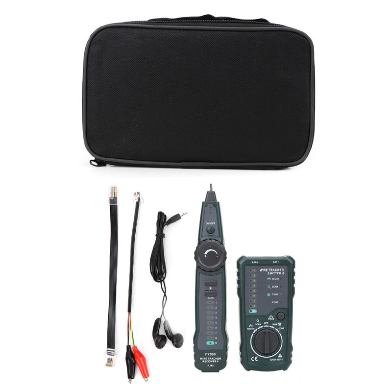 [Australia - AusPower] - FY868 Cable Tester, Wire Tracker Kit for Telecommunication, Wiring and Network Maintenance Engineers, RJ45 and RJ11 Compatible, Cable Sorting, Emitter and Receiver 