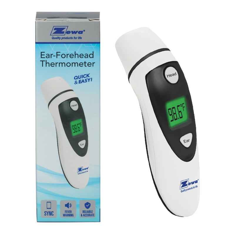 [Australia - AusPower] - Zewa Infrared Thermometer | Professional Accuracy | Forehead & Ear Non-Touch Measurement | Bluetooth 4.0 | Android & iOS Compatible | Fever Alarm | Free MyHealthConnected App 