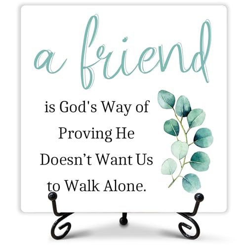 A Friend is God's Way of Proving Wooden Sign Gift, Appreciate Friendship Decor, Small Friendship Gift, Birthday Christmas Gifts for Women Men, Family Friends, Office Cubicle Accessories, 5" x 5"-163 WHITE-1