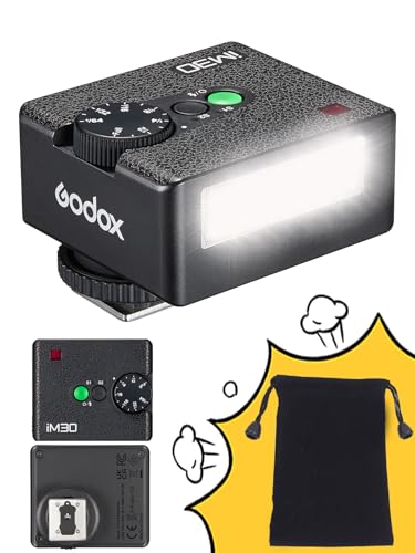 Godox Flash Godox iM30 Mini Flash - Camera Flash GN 15, 7 Power Levels, IM 30 Mini Manual Flash for Canon/Sony zv1/Sony zve10 /Ricoh gr3/Fuji f1-230 Full-Power Flashes/6500K±200K/3.6S Recycle IM30 flash