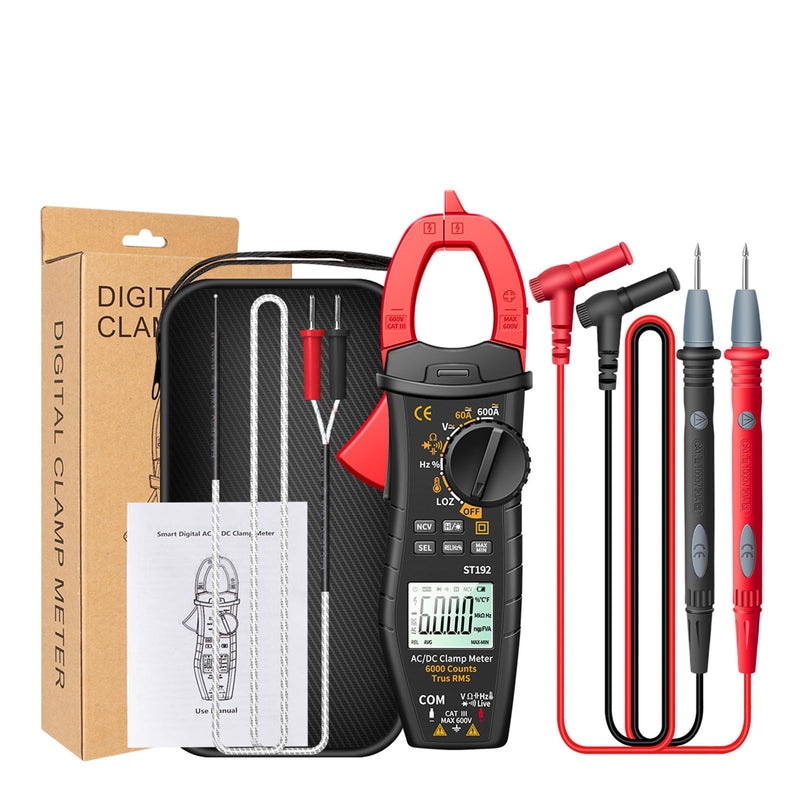 [Australia - AusPower] - Jadeshay ST192 Clamp Multimeter, 6000 Counts True RMS AC/DC Voltage & Current Tester with Backlit LCD, No Battery Included 