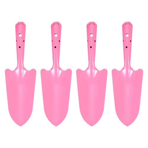 HARFINGTON 4-piece pink mini metal hand trowel set for digging, planting, weeding, and transplanting garden soil