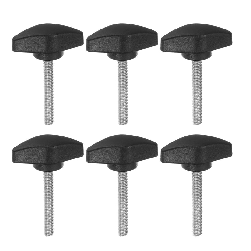 [Australia - AusPower] - HARFINGTON 6pcs Tee Wing Knobs M5 x 35mm Metric Male Threaded Stud T Head Plastic Knob Handles Thumb Screws Hand Clamping Tightening Knob Grip Thumbscrew, Black M5 x 35mm x 36mm 