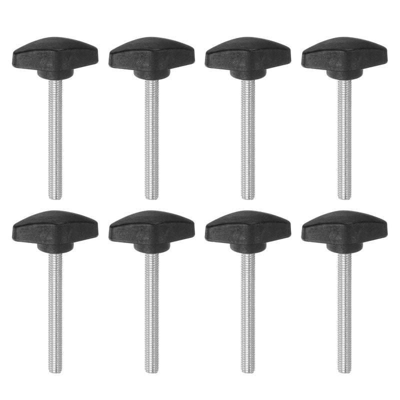 [Australia - AusPower] - HARFINGTON 8pcs Tee Wing Knobs M6 x 60mm Metric Male Threaded Stud T Head Plastic Knob Handles Thumb Screws Hand Clamping Tightening Knob Grip Thumbscrew, Black M6 x 60mm x 36mm 