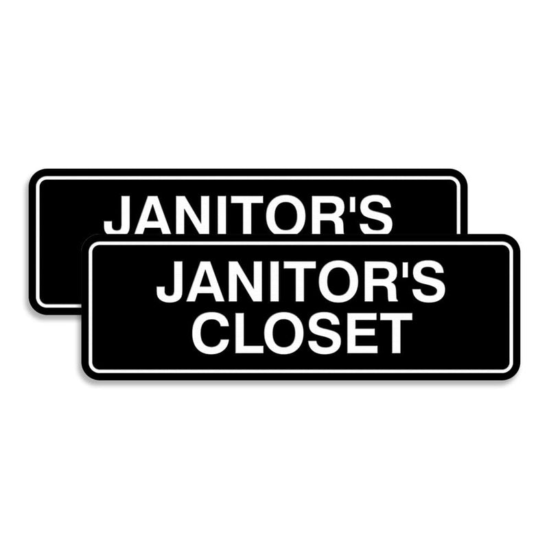 Signs ByLITA Standard JANITOR'S CLOSET Sign with Adhesive Tape (Black) - Large 2 Pack Large (3" X 9") 2 Pack Black