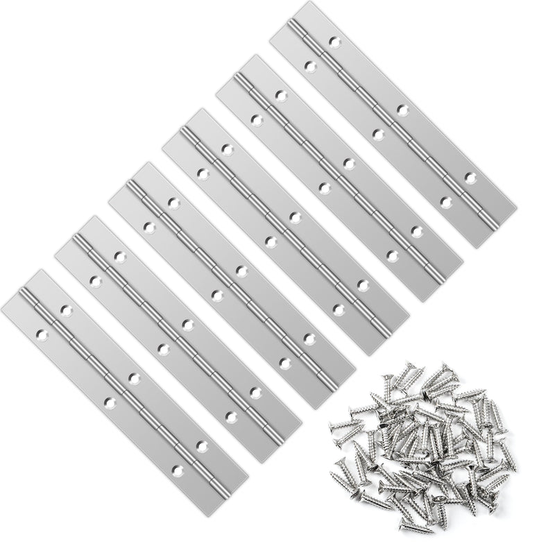 [Australia - AusPower] - 6 PCS 6 Inch Stainless Steel Piano Hinge Heavy Duty with 36 Pcs Screws for Cabinets Boat Marine Door DIY Woodworking Storage Box Hatche Furniture Hardware Silvery silvery-6pcs 