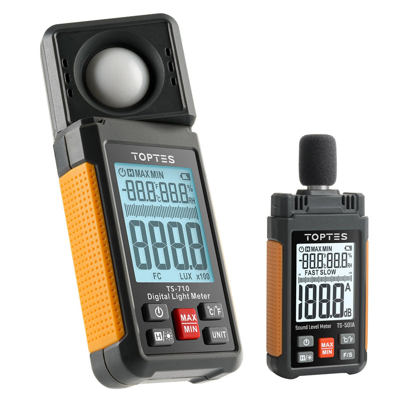 [Australia - AusPower] - TopTes TS-710 Light Meter & TS-501A Sound Level Meter - an Great Environmental Monitoring Kit for Measuring Noise Levels and Brightness of Various Visible Light Sources in The Environment 