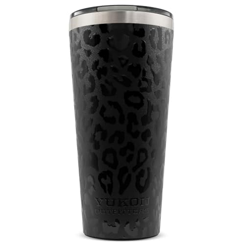 Yukon Outfitters 32oz Double Pint Insulated Tumbler Black Leopard 32 Ounces
