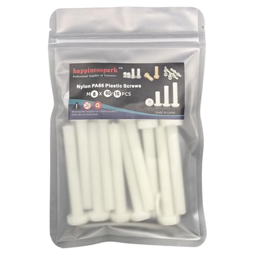happinesspark M8x60 white PA66 hexagonal head nylon screws, nuts and washers fastener kit