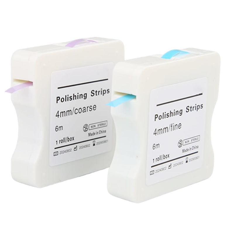 [Australia - AusPower] - Dental Polishing Strips Tooth File Teeth Whitening Oral Care 4mm x 6m Tooth Sandpaper Abrasive Finishing Strip Oral Care Cleaning Tool 2 Roll 2 Grint（Blue Fine+Pink Coarse） 
