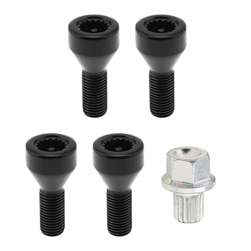 ePathChina black M12x1.5mm wheel lock lug nuts and bolts set with master key for BMW and Mini Cooper
