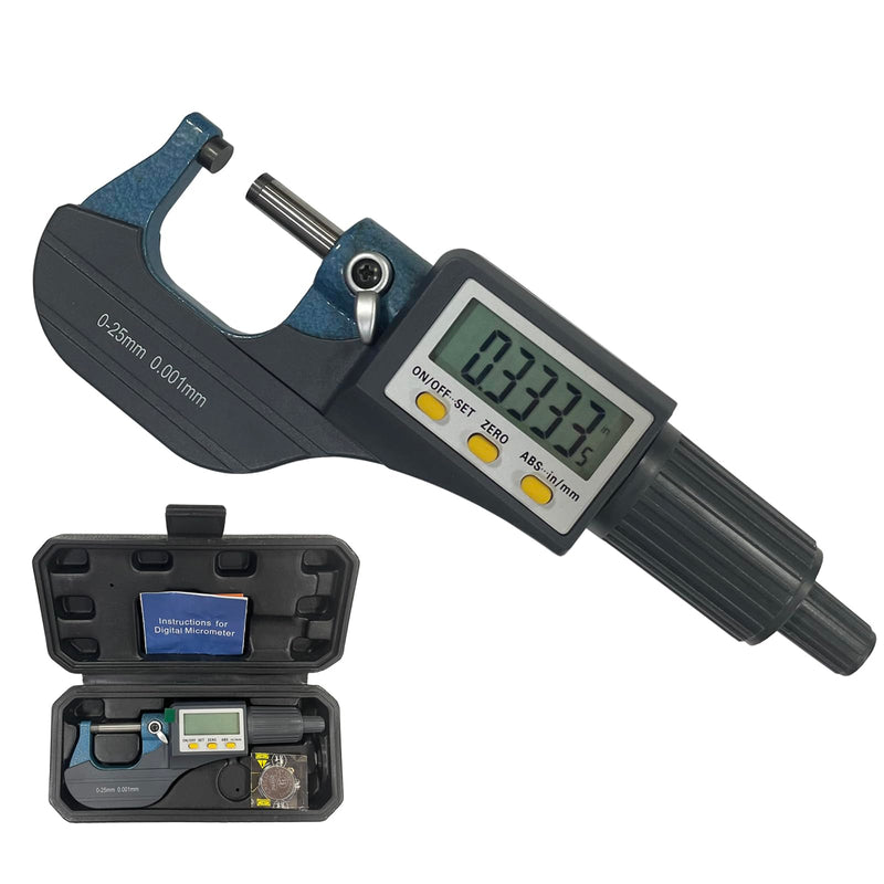 [Australia - AusPower] - Digital Outside Micrometer, MFQNENLK Digital Electronic Display Micrometer 0-1"/0-25mm, Professional Inch/Metric Measuring Tool 0.00005"/0.001 mm, with Protective Case & Battery 