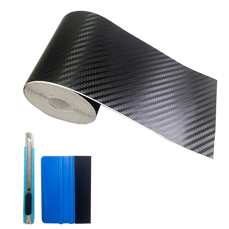 Carbon Fiber Vinyl Tape for Black Out Chrome Delete Window Trim with Tool Kit, Black Vinyl Wrap Tape Roll, Self-Adhesive Car Chrome Door Trim Delete Tape DIY Film (3 inches x 30 feet) 3 inches x 30 feet