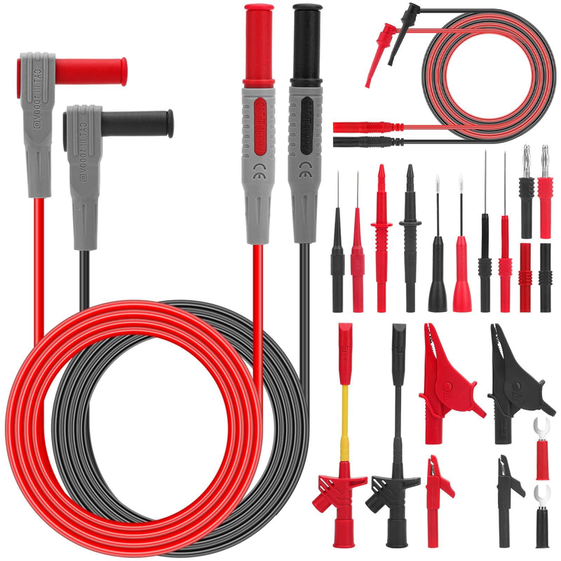 [Australia - AusPower] - SUNJOYCO 24Pcs Multimeter Test Leads, Alligator Clips, Test Hooks, Replaceable Multimeter Probes 1000V 10A CAT III for Fluke Voltmeter 