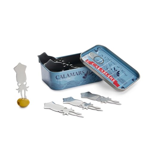 Balvi Fork Appetizer Conserverie Calamars Retro Design Canned Squid Can/INOX