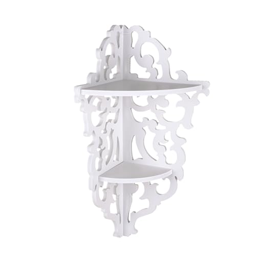 Srliya 2-Tier Corner Wall Shelf, White Decorative Bathroom Storage Rack