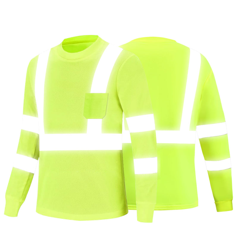 Safety Shirts for men High Visibility Long Sleeve Reflective Breathable Shirt for Work Warehouse Construction Yellow 1pc XX-Large