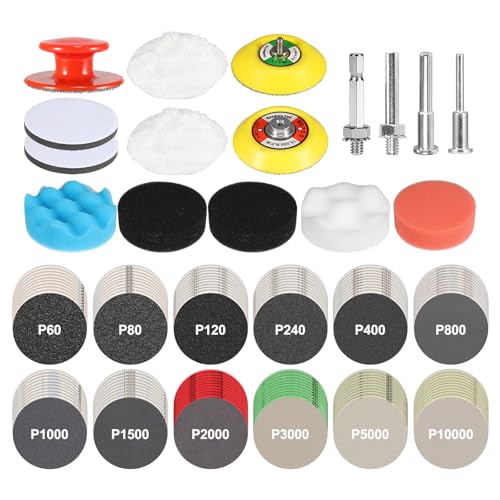 Firmoath 3-inch hook and loop sanding discs and drill polishing kit, 136-piece set for surface finishing