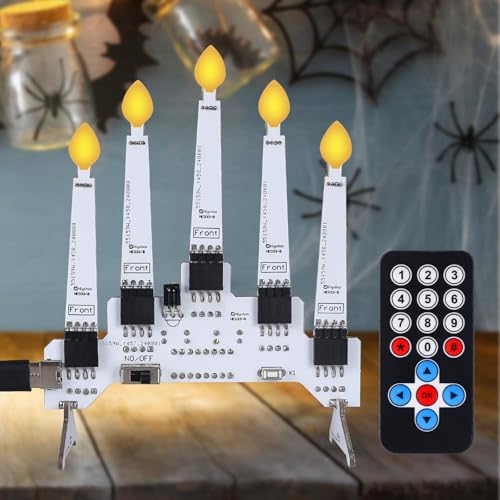 Christmas Soldering Kit, 5 LED Candles with Remote Control, 10 Light Modes & Brightness Adjustment, DIY Electronics Kit for Adults - Desk Decoration, Party Light, Electronics Learning Project