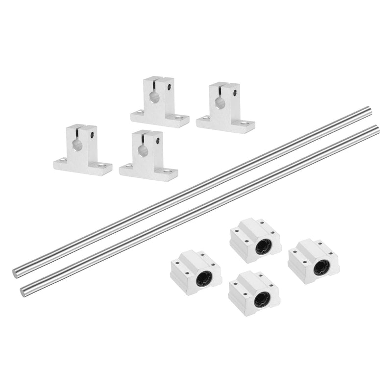 [Australia - AusPower] - uxcell 2 Pcs 8mm x 400mm Linear Motion Rail Shaft Slide Guide with 4 Pcs SCS8UU Bearings and 4 Pcs SK8 Rail Support Linear Motion Rod Shaft Guide Set for CNC Machine 3D Printer, Silver 