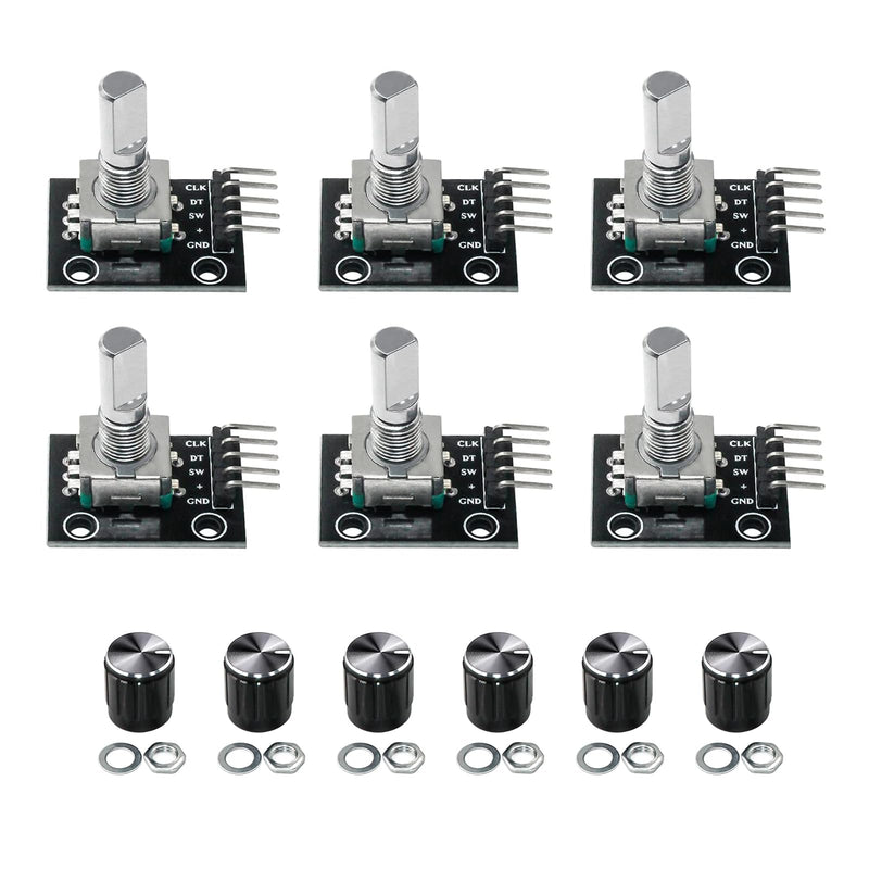 KY-040 Rotary Encoder Module, 360 Degree Rotary Encoder Module, Pack of 6 | Potentiometer digital pulse output electronic building blocks for automotive electronics multimedia audio.