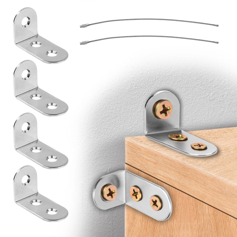 [Australia - AusPower] - 24pcs Furniture Anchors, Anti-Tip Furniture Anchors Stainless Steel Furniture Wall Anchor Falling Furniture Straps Prevention Furniture Anchors for Baby Proofing Safety 