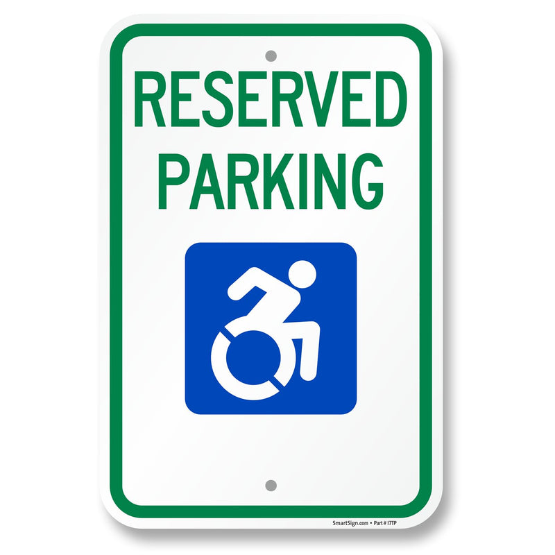SmartSign 18"x12" NY-Approved ISA Sign with Symbol, For Disabled Reserved Parking, 120 mil Aluminum Composite (ACM), Engineer Grade Reflective Material, Blue/Green/White, Pre-Drilled Holes, USA-Made