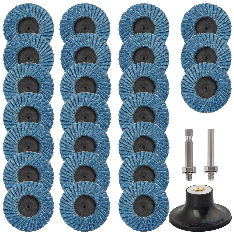 [Australia - AusPower] - 24 Pcs Die Grinder Sanding Disc, 2 Inch Flap Disc 40 60 80 120Grit, Flat Flap Discs Roll Lock Sander Discs with 1/4 Inch Holder for Angle Grinder Rust Removal 24 Pcs 