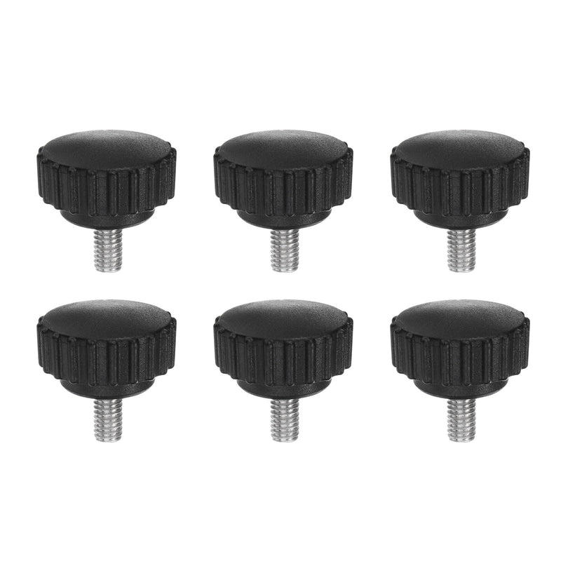 [Australia - AusPower] - HARFINGTON 6pcs Knurled Clamping Knobs Thumb Screws M6 x 12mm Metric Male Thread 28mm Matte Plastic Head 304 Stainless Steel Stud Hand Threaded Knob Thumbscrew Handle, Black 