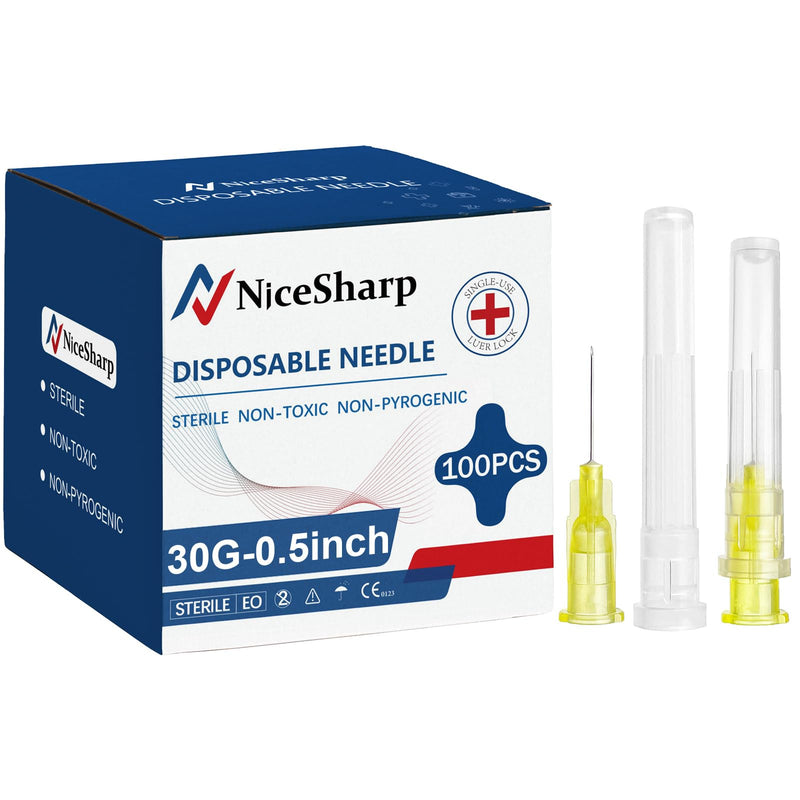 [Australia - AusPower] - 100PCS 30Ga 1/2 inch Needles Lab Accessories, Refilling Inks,Individually Packaged 30G 1/2 inch 