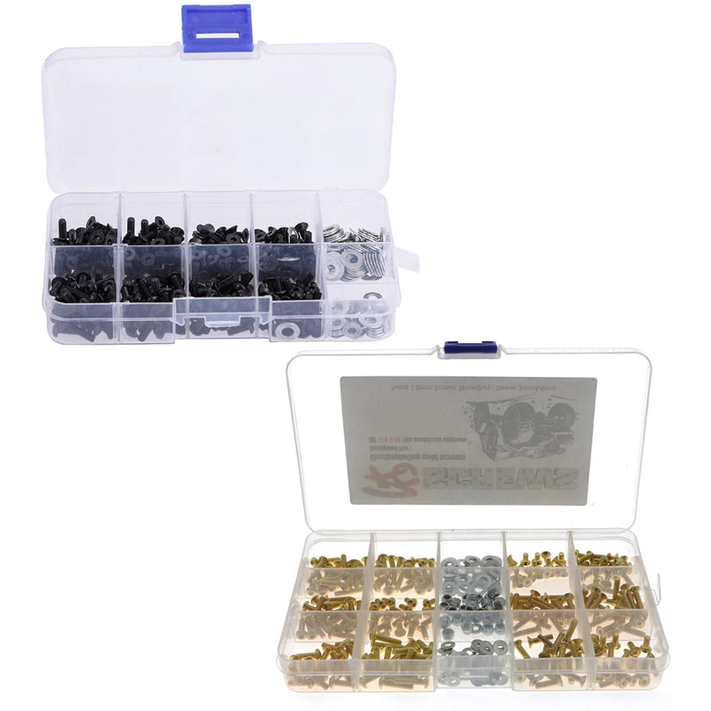 [Australia - AusPower] - 330Pcs Universal RC Screw Kit M3 Flat Round Head Screws M3 M4 Flat Washer M3 Hexagon Nut & 340PCS Universal Screws Box Repair Accessories 