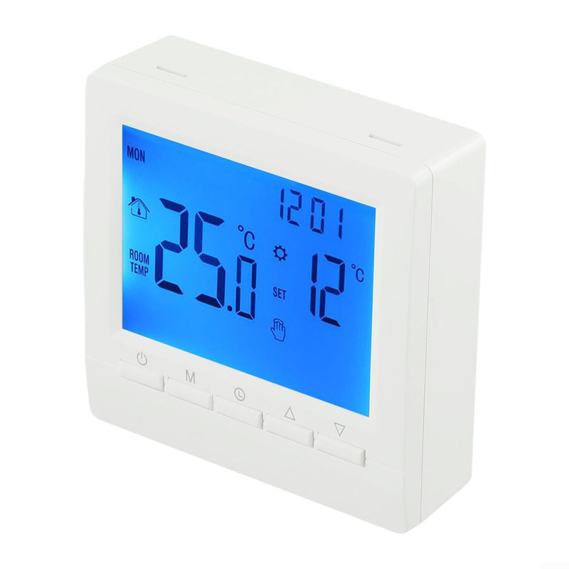 [Australia - AusPower] - Programmable Digital Room Thermostat with LCD Display for Gas Boiler Heating Control, UnderfloorTemperature Controller for Home Heating Boiler, Wall Mounted Or Freestanding, 5-90°C Range 
