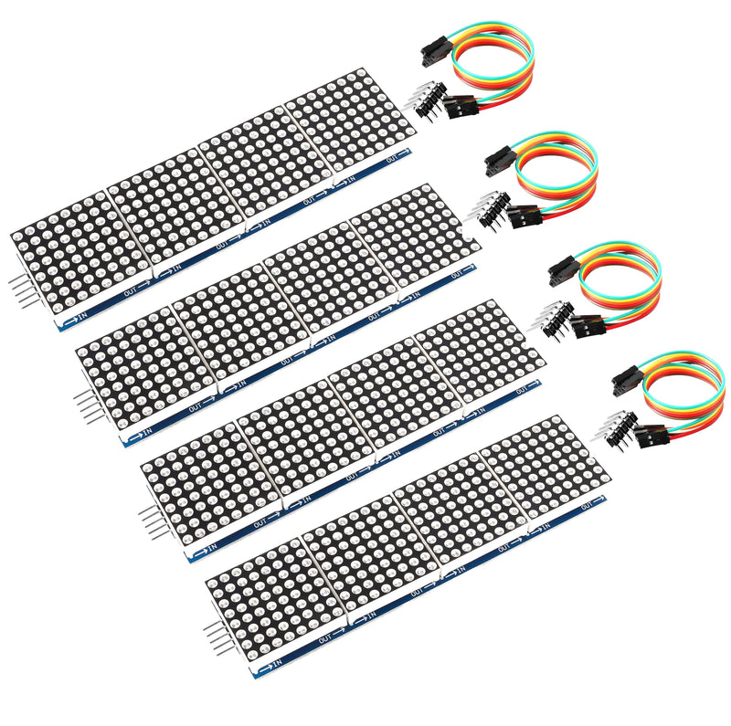 [Australia - AusPower] - Dot Matrix FC16 4-in-1 Display Module with MAX7219 Chip, 32x8 LED Matrix, Compatible with Arduino, ESP32, ESP8266, Raspberry Pi, 4 Pieces 
