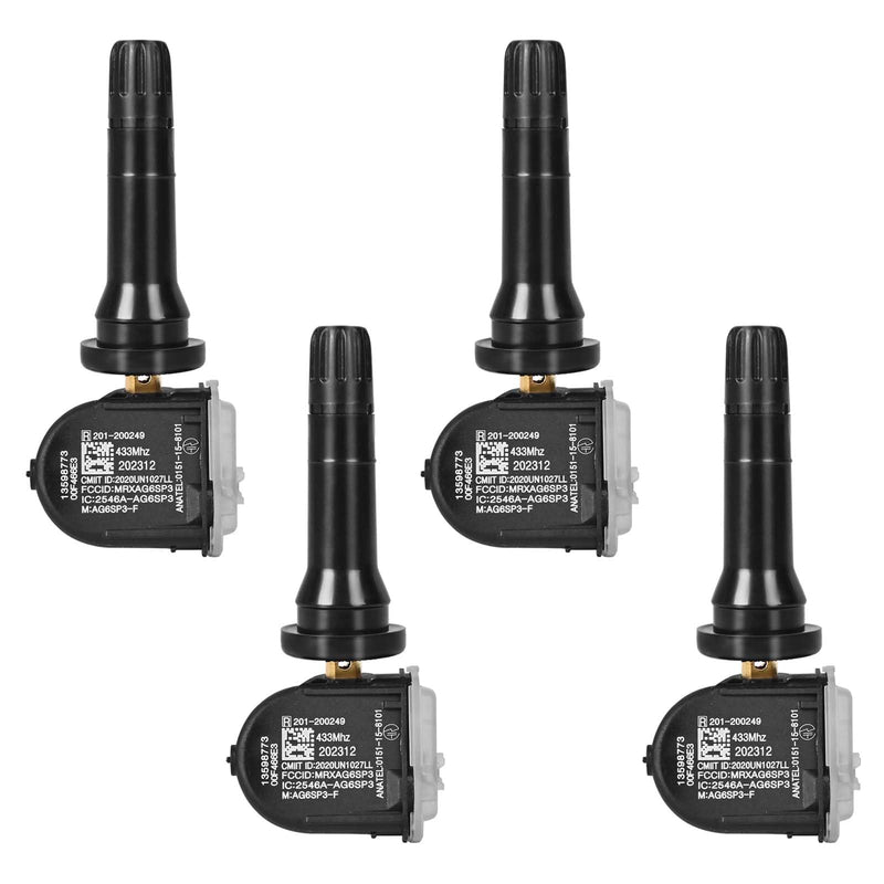 RLP Set of 4 TPMS Tire Pressure Monitoring System Sensor 433MHz Compatible with Calillac, GMC, Malibu Silverado Impala Cruze,Regal Lacrosse Replace OE#13598773 13516165 13589601 13506028 13594222