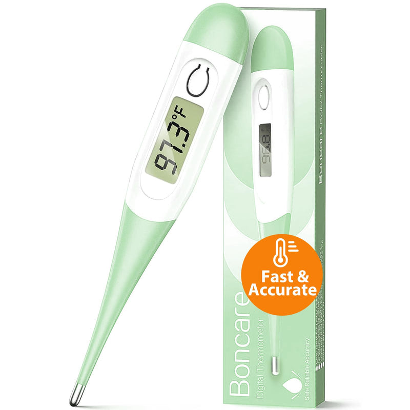 [Australia - AusPower] - Boncare 10 Seconds Digital Thermometer for Adults and Kids - Accurate & Safe Rectal Thermometer for Baby with Fever Alarm, Oral Thermometer (Light Green) Light Green 