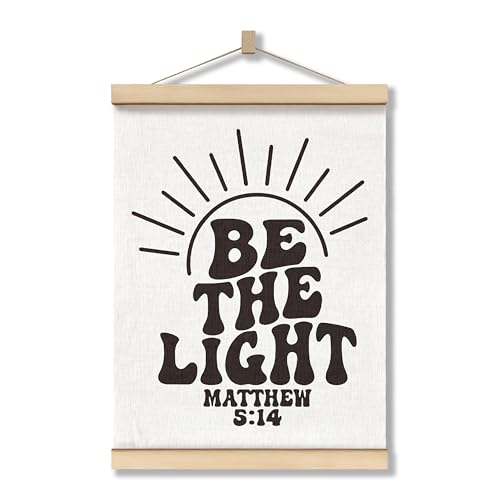 ZNGFON Christian Inspirational Wall Art Poster Hanger Frame 12x16,Christian Religious Scripture Bible Verses Wall Decor for Bedroom,Be The Light Positive Hanging Decorations Gifts Decor 08