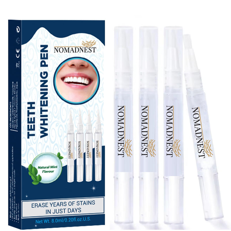 [Australia - AusPower] - NomadNest Teeth Whitening Pen (4 Pcs) - Painless Teeth Whitener, No Sensitivity, Mint Flavor, Travel-Friendly 