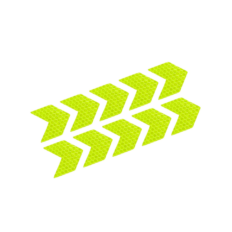 10 Pcs Reflective Stickers, 1.77"x1.54" Arrow Shape Safety Tape Reflector Universal for Cars Trucks Trailers Waterproof PET Fluorescent Yellow Replacement
