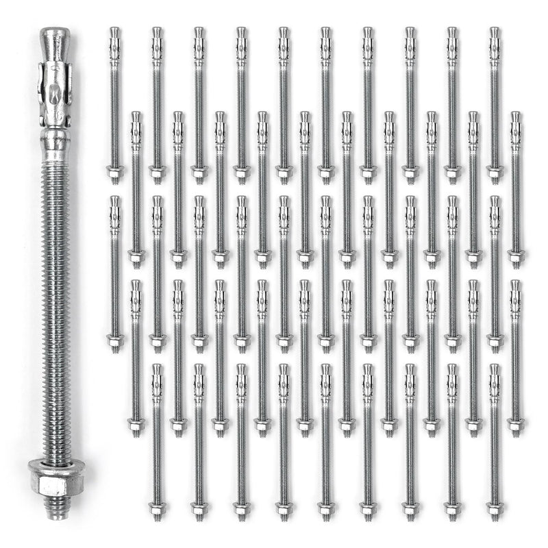 1/4x4 Inch Standard Fasteners for Heavy-Duty Zinc Wedge Anchors for Cement and Concrete (Box of 50) 1/4"x4"-50pcs
