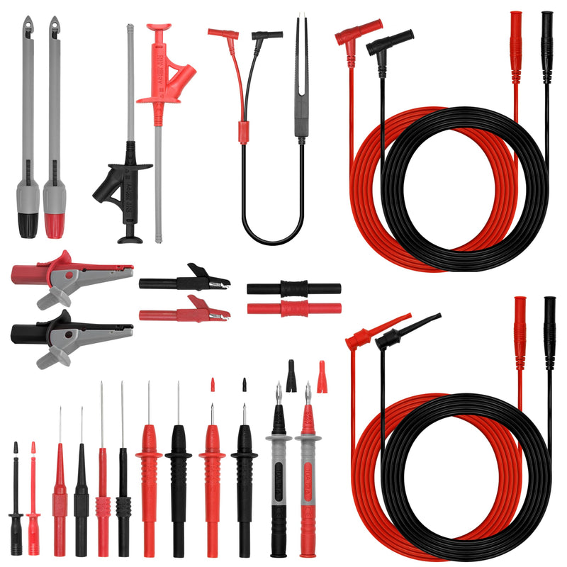 [Australia - AusPower] - 27PCS Multimeter Test Leads Kit,Professional and Upgraded Test Leads Set with Alligator Clips, Test Hook Clip, Banana Plug and Piercing Probe Clip for Multimeter Electrical Testing 