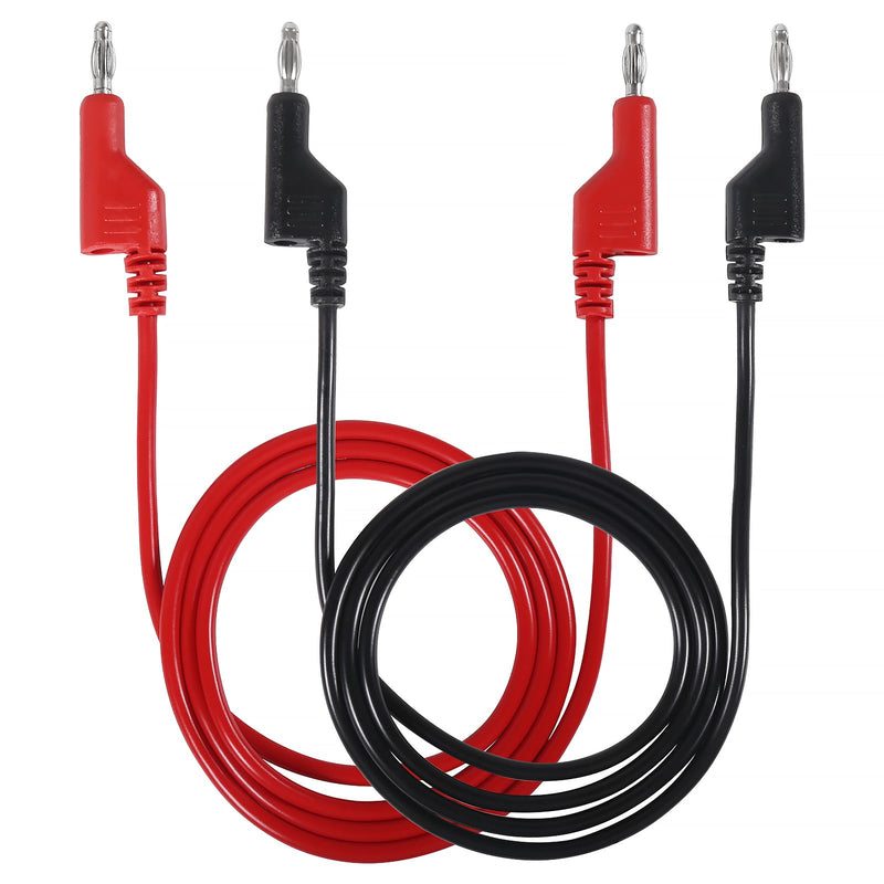 [Australia - AusPower] - 2PCS Stackable 4MM Banana to Banana Plug Test Leads Banana Plug Test Cables 1m/3.28ft for Electrical Testing Multimeter(Red+Black) 2pcs 