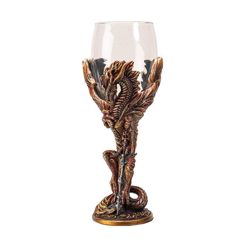 Pacific Giftware The Reptilian Eye Dragon Wine Glass Goblet Chalice 7oz Medieval Dungeons and Dragons Wine Cup Gift with Green Reptilian Eye Design (Yellow Medieval Dragon Blade)