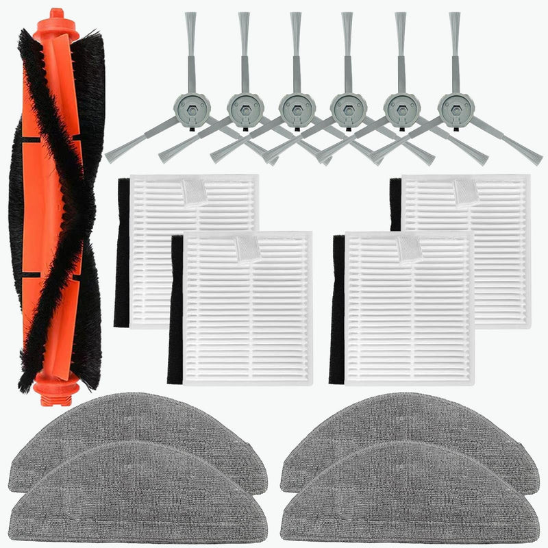 Replacement Parts Accessories Kit Compatible with Honiture V8 Pro Robot Vacuum Cleaner 1 Main Brush, 6 Side Brushes, 4 Hepa Filters, 4 Mop Pad