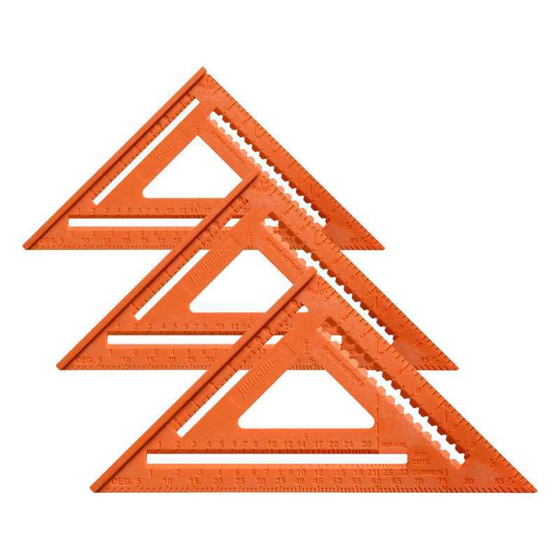 Johnson Level & Tool RAS-170B-ORA Structo-Cast Rafter Square, 12", Red, 1 Square (Pack of 3) 12 inch (Pack of 3)