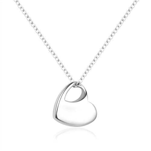 Simple Love Heart Urn Necklaces for Ashes Cremation Jewelry Keepsake for Adult Women Men Human Family Loved One