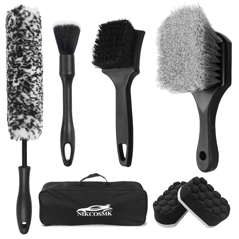 [Australia - AusPower] - 7Pcs Car Wheel Brush kit, Tire Brush, Wheel Cleaner Brush, Soft-bristled Rim Cleaner Brush, Tire Shine Applicator Pad, Car Detailing Brushes, Wheel Brushes for Cleaning Wheels,Tires 