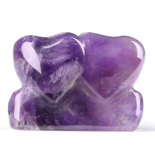 ZHIYUXI 1.8" Amethyst Crystal Double Heart Figurine, Gifts for Couples A-amethyst